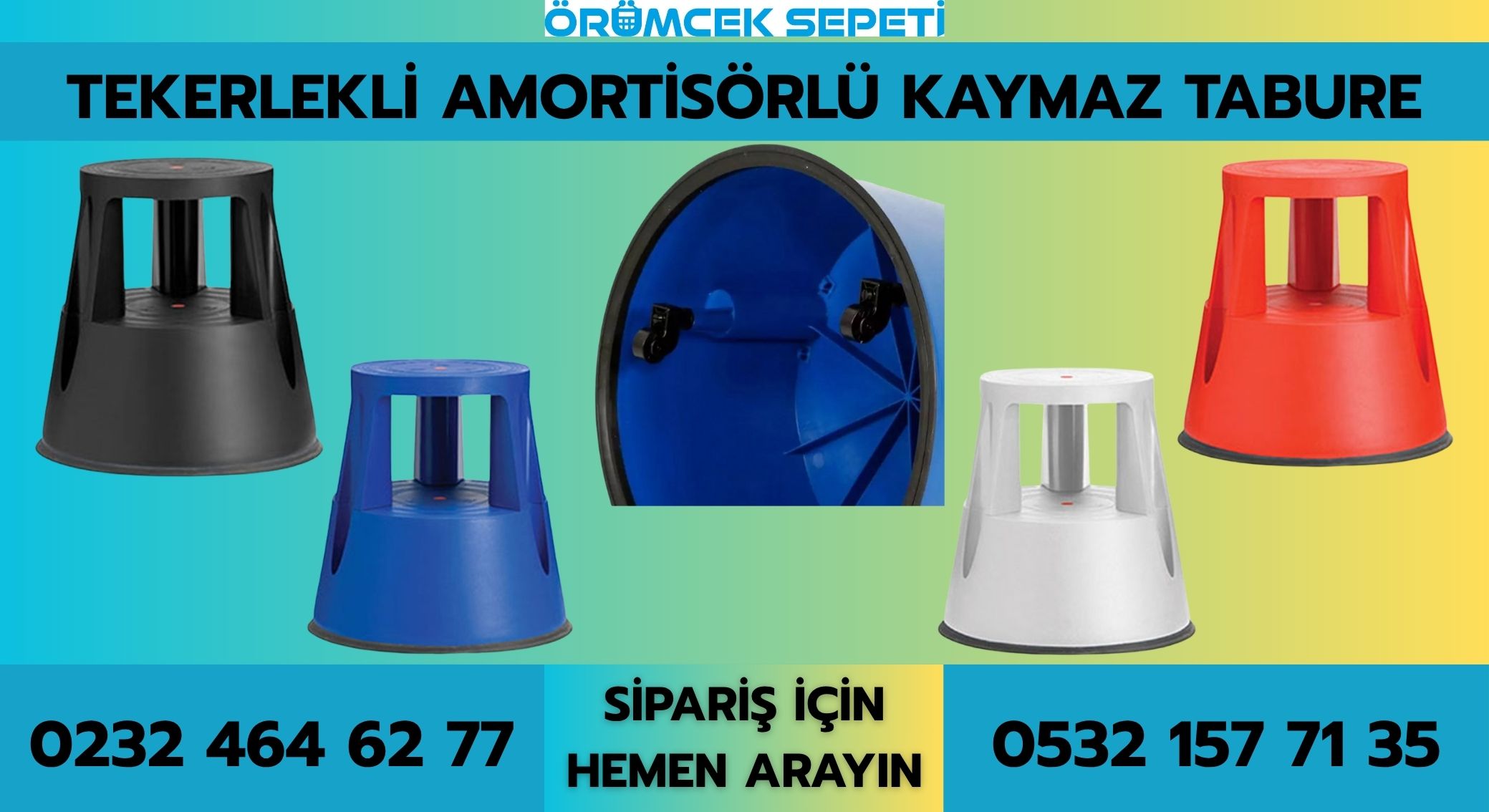 Tekerlekli Kaymaz Plastik Tabure – 0232 464 62 77 – 0532 157 71 35